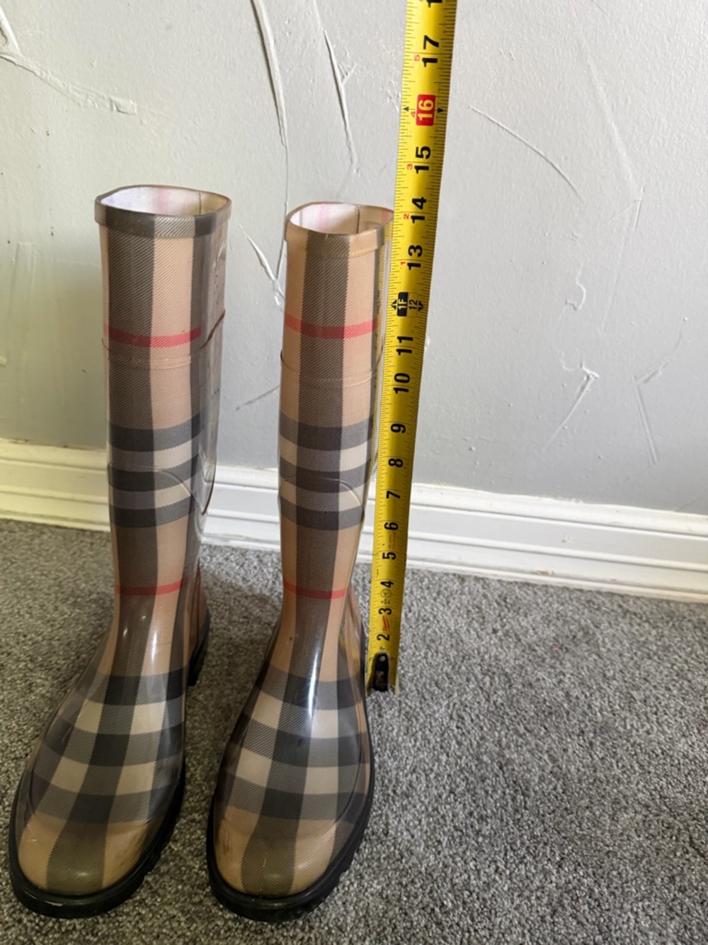 Burberry Rain Boots Waterproof Rubber Nova Check Size 38 - Picture 11 of 11